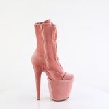 Velvet 20 cm FLAMINGO-1045VEL Rose ankle boots high heels + protective toe caps