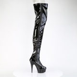 Vinyl crotch 15 cm DELIGHT-4050 Black overknee high heel boots