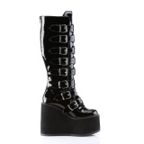 Wedge 14 cm S815 women boots platform with buckles black LA