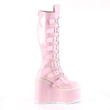 Wedge 14 cm S815 women boots platform with buckles rose hologram