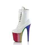 White glitter 20 cm FLAMINGO-1020HG Exotic stripper ankle boots